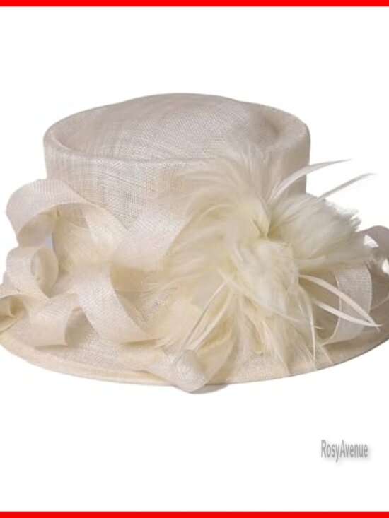 Adjustable Derby Hat with Feather Bow for Weddings Parties main image 4